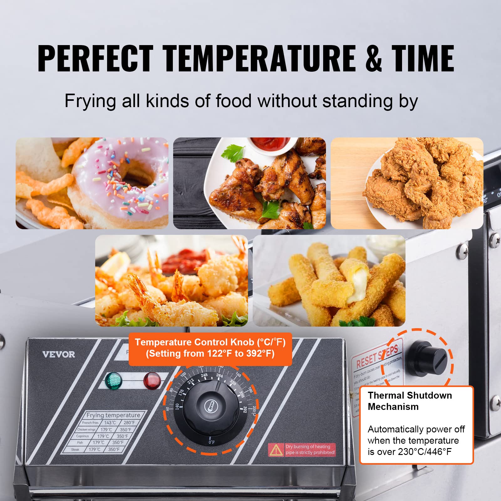 Vevor Electric Deep Fryer, 24L Large Capacity Countertop Fryer W/Dual Removable Basket, 3000W Stainless Steel Dual Deep Fryer Fo